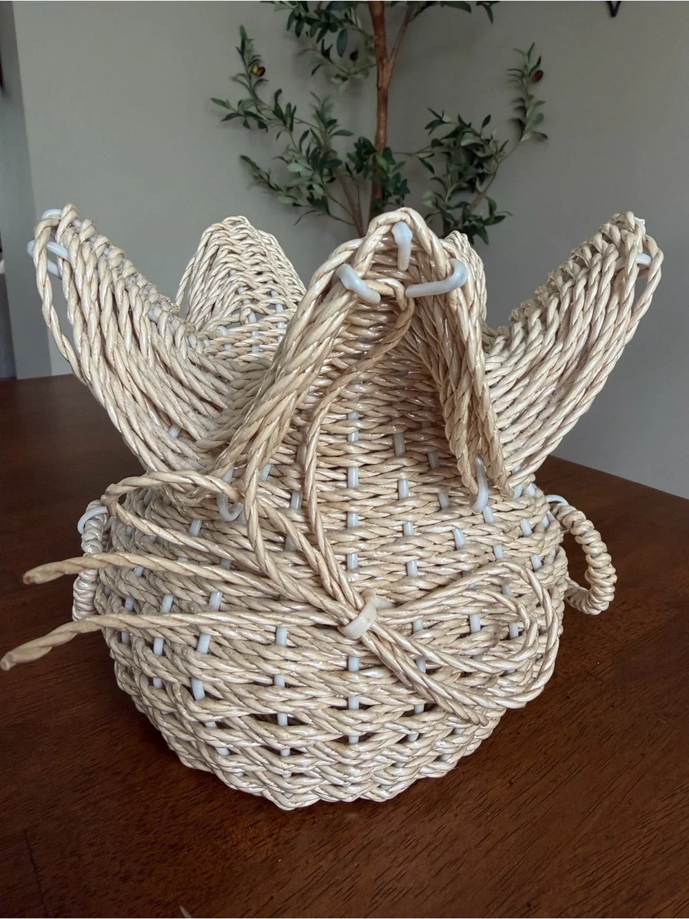 Handwoven Natural Straw Decorative Basket - Neutral